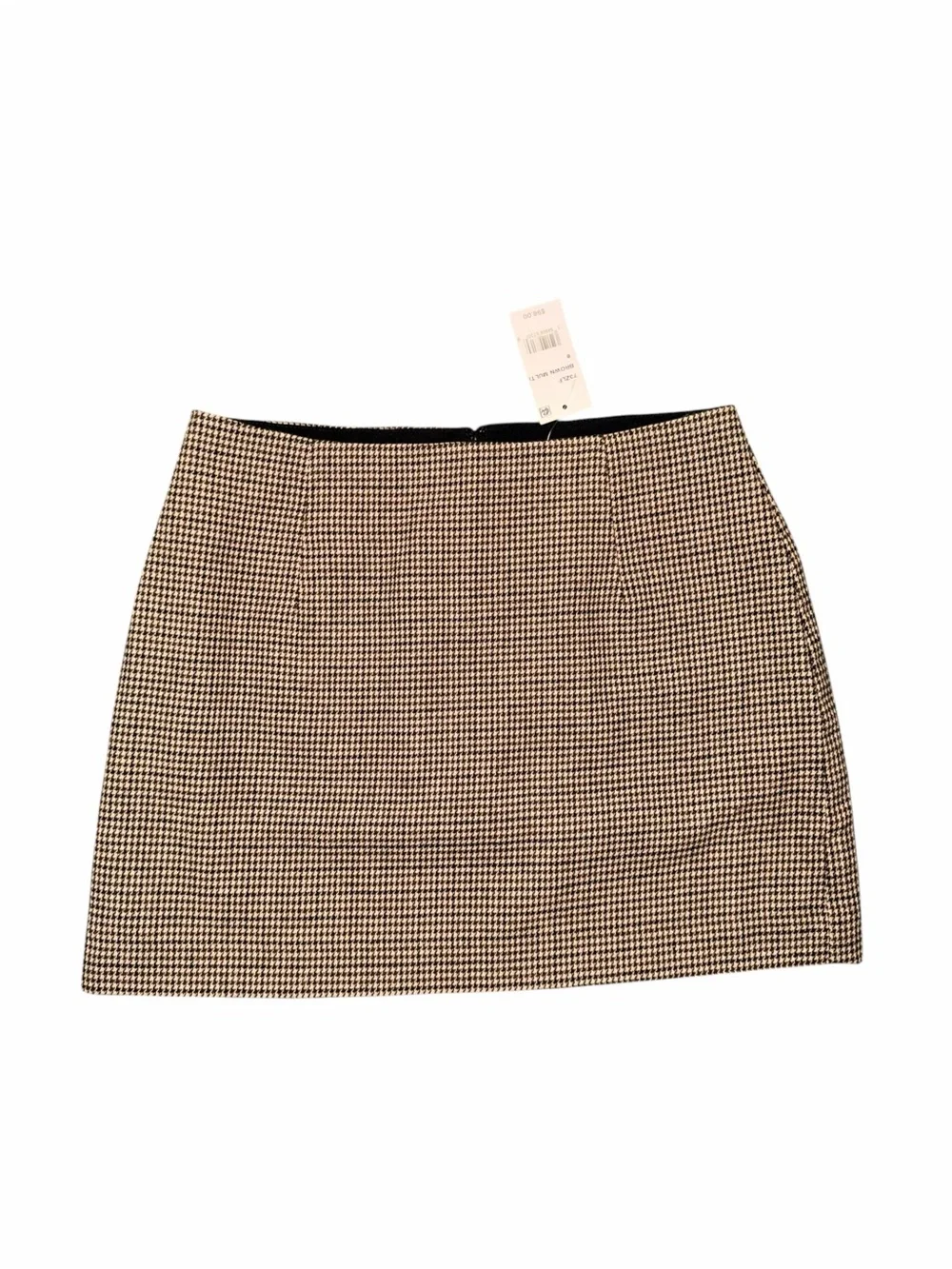 French Connection Brown & Black Houndstooth Wool Mini Skirt- NWT 8